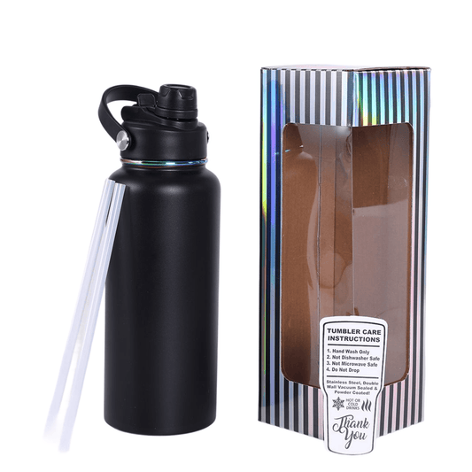 Flad Logic Custom 32oz Hydro Bottle - Black Rainbow Plated